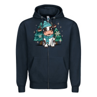 Navy winter i'm udderly freezing baby cow Zipper Hoodie - MaliasSmallBusiness