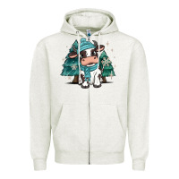 Oatmeal Heather winter i'm udderly freezing baby cow Zipper Hoodie - MaliasSmallBusiness
