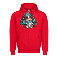 Red winter i'm udderly freezing baby cow Zipper Hoodie - MaliasSmallBusiness