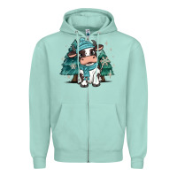 Seafoam winter i'm udderly freezing baby cow Zipper Hoodie - MaliasSmallBusiness