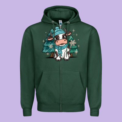 Zipper Hoodie winter i'm udderly freezing baby cow