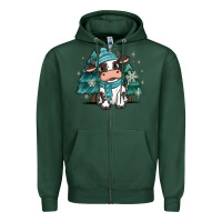 Sports Green winter i'm udderly freezing baby cow Zipper Hoodie - MaliasSmallBusiness