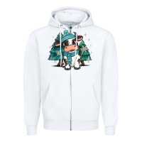 White winter i'm udderly freezing baby cow Zipper Hoodie - MaliasSmallBusiness