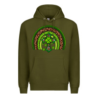 Army Green Western Shamrock Cross Rainbow Premium Hoodie - Artiststas