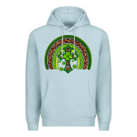Blue Mist Western Shamrock Cross Rainbow Premium Hoodie - Artiststas