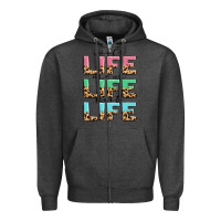 Charcoal Heather wife life mom life best life Zipper Hoodie - MaliasSmallBusiness
