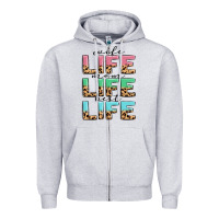 Heather Grey wife life mom life best life Zipper Hoodie - MaliasSmallBusiness