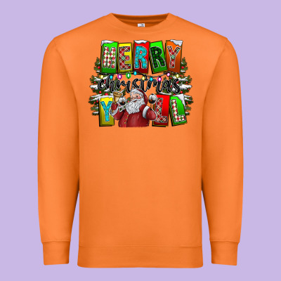 Merry Christmas Yall Premium Sweatshirt Designed By Cowhidedigitalart