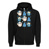 Black santa claus doodles christmas Zipper Hoodie - MaliasSmallBusiness
