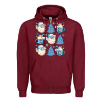 Burgundy santa claus doodles christmas Zipper Hoodie - MaliasSmallBusiness