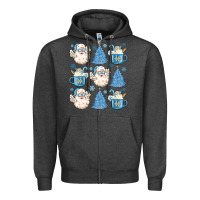 Charcoal Heather santa claus doodles christmas Zipper Hoodie - MaliasSmallBusiness