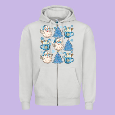 Zipper Hoodie santa claus doodles christmas