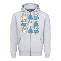 Heather Grey santa claus doodles christmas Zipper Hoodie - MaliasSmallBusiness