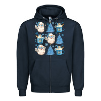Navy santa claus doodles christmas Zipper Hoodie - MaliasSmallBusiness