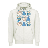 Oatmeal Heather santa claus doodles christmas Zipper Hoodie - MaliasSmallBusiness