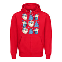 Red santa claus doodles christmas Zipper Hoodie - MaliasSmallBusiness