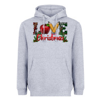 Heather Grey love christmas teacher Heavyweight Hoodie - RanaPortraitStore