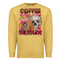 Antique Gold coffee is my valentine skull Premium Sweatshirt - FaDigitalArtStudio