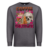 Charcoal Heather coffee is my valentine skull Premium Sweatshirt - FaDigitalArtStudio