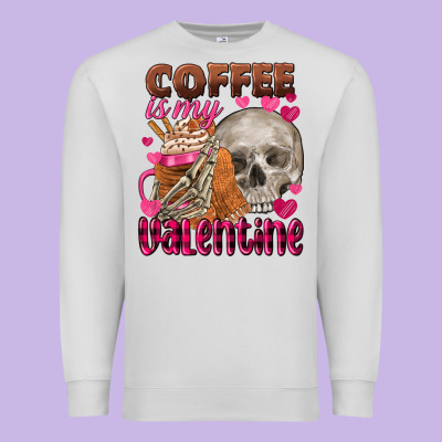 Coffee Is My Valentine Skull Premium Sweatshirt Designed By Fadigitalartstudio