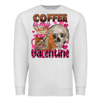 Oatmeal Heather coffee is my valentine skull Premium Sweatshirt - FaDigitalArtStudio
