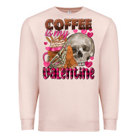 Pale Pink coffee is my valentine skull Premium Sweatshirt - FaDigitalArtStudio