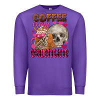 Purple coffee is my valentine skull Premium Sweatshirt - FaDigitalArtStudio