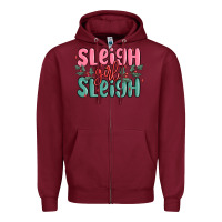 Burgundy sleigh girl sleigh christmas Zipper Hoodie - MaliasSmallBusiness