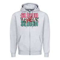 Heather Grey sleigh girl sleigh christmas Zipper Hoodie - MaliasSmallBusiness