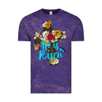Cloud Purple he is rısen with cross and butterfly Vintage Tee - Artiststas