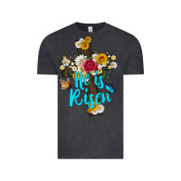 Vintage Black he is rısen with cross and butterfly Vintage Tee - Artiststas