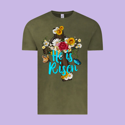 He Is Rısen With Cross And Butterfly Vintage Tee Designed By Artiststas