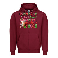 Burgundy running on iced coffee and christmas cheer Zipper Hoodie - MaliasSmallBusiness
