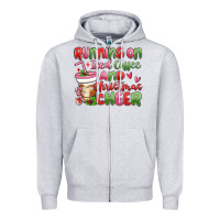 Heather Grey running on iced coffee and christmas cheer Zipper Hoodie - MaliasSmallBusiness