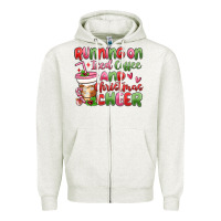 Oatmeal Heather running on iced coffee and christmas cheer Zipper Hoodie - MaliasSmallBusiness