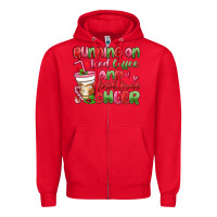 Red running on iced coffee and christmas cheer Zipper Hoodie - MaliasSmallBusiness
