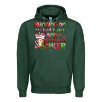 Sports Green running on iced coffee and christmas cheer Zipper Hoodie - MaliasSmallBusiness