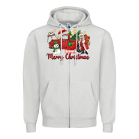 Dove Grey merry christmas truck Zipper Hoodie - MaliasSmallBusiness