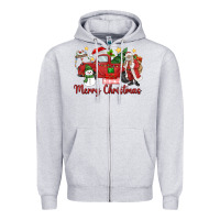 Heather Grey merry christmas truck Zipper Hoodie - MaliasSmallBusiness