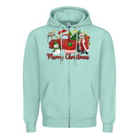 Seafoam merry christmas truck Zipper Hoodie - MaliasSmallBusiness