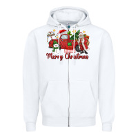 White merry christmas truck Zipper Hoodie - MaliasSmallBusiness
