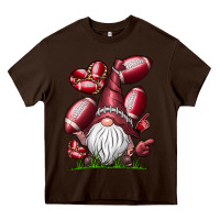 Chocolate Brown American Football Gnome Heavy Core Tee - CowhideDigitalArt