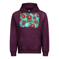 Mauve Wine red roses with leopard background Urban Hoodie - LillyAllenDesigns