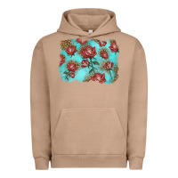 Pigment Burro red roses with leopard background Urban Hoodie - LillyAllenDesigns
