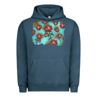 Pigment Midnight Navy red roses with leopard background Urban Hoodie - LillyAllenDesigns