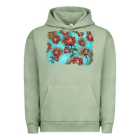 Pigment Oil Green red roses with leopard background Urban Hoodie - LillyAllenDesigns