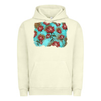 Pigment Pistachio red roses with leopard background Urban Hoodie - LillyAllenDesigns