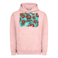Pigment Salmon red roses with leopard background Urban Hoodie - LillyAllenDesigns