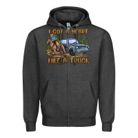 Charcoal Heather i got a heart like a truck Zipper Hoodie - MaliasSmallBusiness