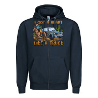 Navy i got a heart like a truck Zipper Hoodie - MaliasSmallBusiness